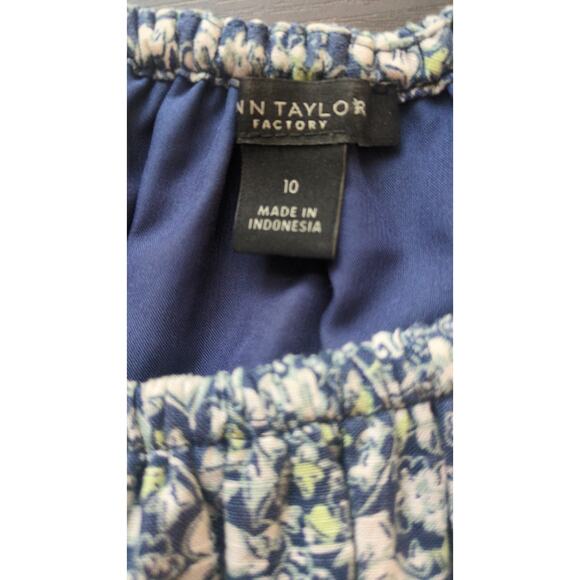 Ann Taylor Factory Tiered Maxi Dress, Belted, Blue Floral, Cottage, Milkmaid, 10 - Picture 5 of 6